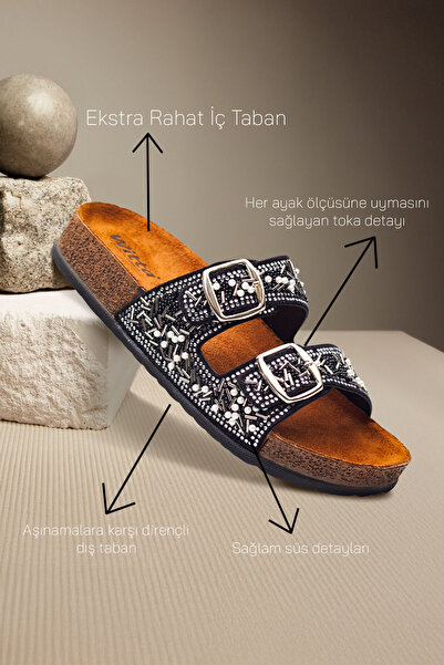 ShoesBag Papuci de zi cu zi pentru femei, cu bandă dublă, extra confortabil, ...