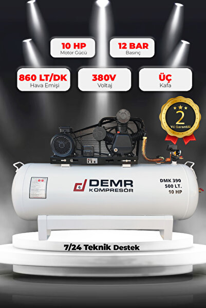 Demr Kompresör Hava Kompresörü Pistonlu 500 Lt 3 Kafa 12 Bar 10 Hp IDMK390
