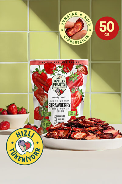 WildFruits Premium Quality Kuru Meyve Çilek - Katkısız Şeker İlavesiz Vegan S...