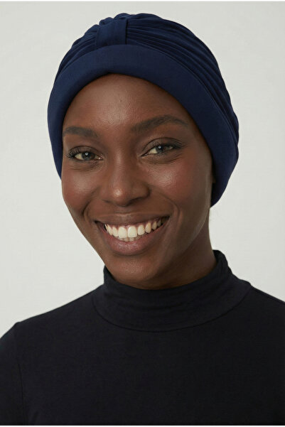 elysianfidan Лента (отпред и отзад) Ребриста тъмносиня гъба Готова тюрбан хид...