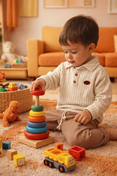 Babyhola طقم مكون من قطعتين للأولاد الصغار من قماش الموسلين مع سروال بياقة بو...