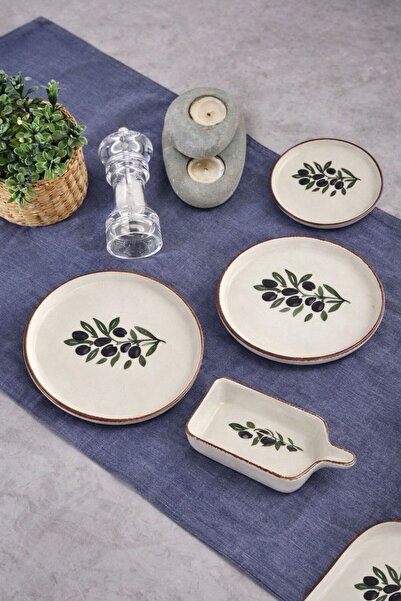 LEBLANC BOUTIQUE Modern Desenli Seramik Kahvaltı ve Meze Tabağı Seti – 4’lü