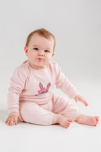 Minora بدلة تريكو جميلة بنمط أرنب PUDRA