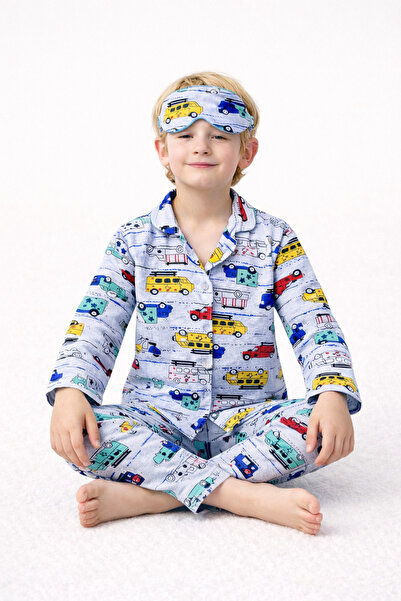 Free Beka Boy's Front Button Print Pajamas Set 100% Cotton Sleepwear Set