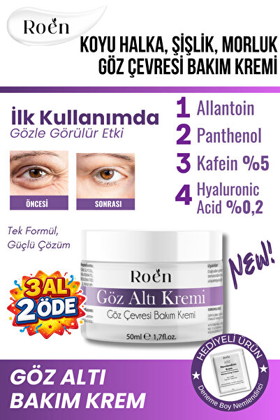 Roen Göz Altı Morluk Kremi Kafein %5 Hyaluronic Acid %0,2 Koyu Halka, Şişlik ...