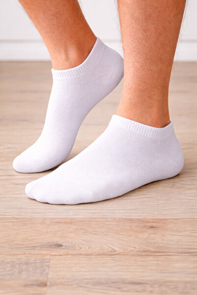 SABY Unisex Beyaz Ekonomik 5'li Pamuklu Kısa Rahat Terletmeyen Günlük Patik Ç...