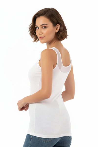 MRR MAJESTİC Tulle Collar Thick Strap Women's Tank Top - Set of 3