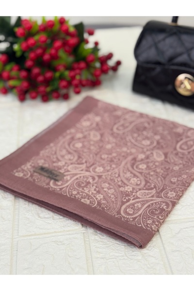 SMF Mavi İpek etnik desenli soft pamuklu eşarp