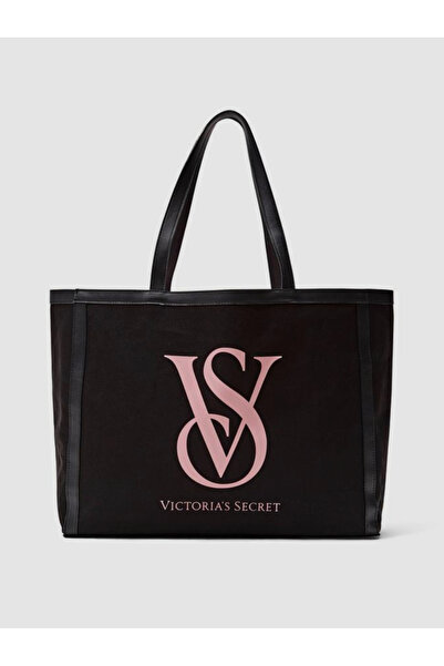 Victorias Secret - Beauty VS Logo Tote Bag Black Waterproof Extra Large