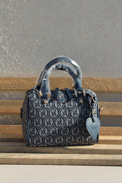 Yama Yagi 20 cm Women's Navy Blue Monogram Patterned Gold Detailed Hand and S...