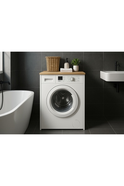 Vivense EMORRA ÇOK AMAÇLI ÇAMAŞIR MAKİNESİ DOLABI, SEPET BEYAZ