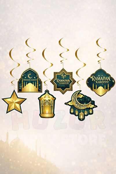 Huzur Party Store 6 Pieces of Ceiling Hanging Ornaments with Ramadan Kareem W...