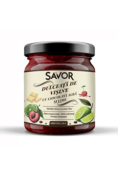 SAVOR Dulceață de Vișine cu Ciocolată Albă și Lămâie Verde