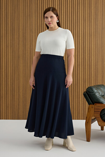 Aker Lacivert Beli Lastikli Etek