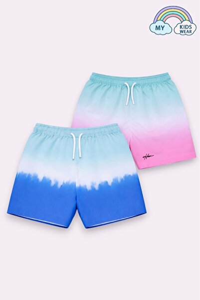 My Kids Wear Boy's Gradient Patterned Swim Shorts Set of 2, Ages 3-16, 12382