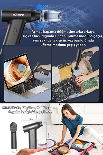 EZERE J02 Turbo Fan Hava üfleyici ve mini Araç süpürgesi