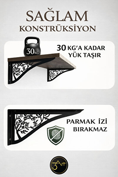 3Art Metal Dekorasyon Tic.Ltd.Şti Decorative Metal Shelf Bracket - Decorative - Wall Shelf Bracket