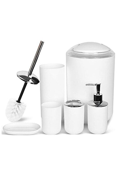 Arabest Bathroom Accessories Set with Tray, 6 Plastic Pieces