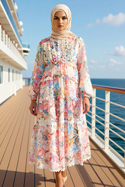 BENERLY Women's Crew Neck Standard Sleeve Bodycon Fit Chiffon Woven Maxi Dres...