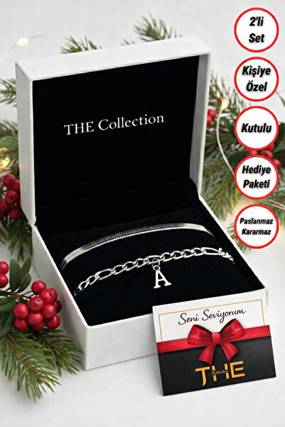 The Collection 2'li Harfli Paslanmaz | Kararmaz | Unisex | Çelik Bileklik Set...