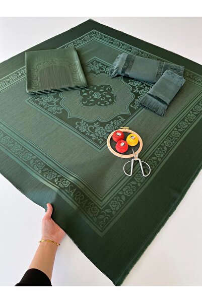 AYHANHOME Etamine Embroidered Panel Prayer Rug, Bohça, Hand, Face and Kitchen Towel 4-Piece Cross-Stitch Set