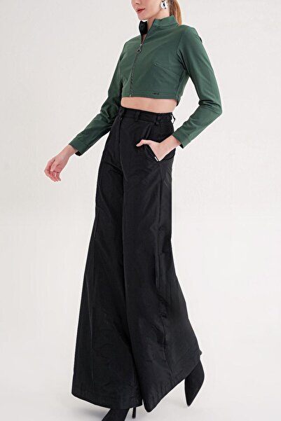 SOCIETA Yeşil Fermuarlı kısa bluz 19838