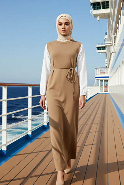 BENERLY Women's Crew Neck Standard Sleeve Plain Pattern Knitwear Dress Functi...