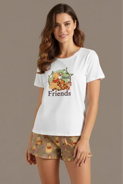 PEMBİŞ HOMEWEAR Women's Pajama Set Short Sleeve Shorts-Sezm-36