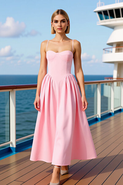 BENERLY Women's Heart Neckline Thin Straps Sleeveless Poplin Woven Skater Fit...