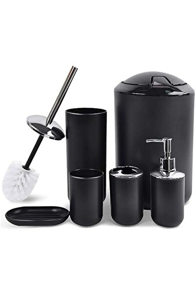 Arabest Bathroom Accessories Set with Tray, 6 Plastic Pieces