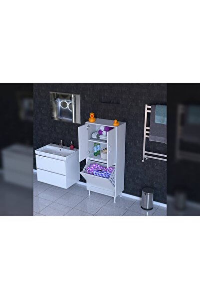 Vivense İlkim Alt Modül Sepet Üst Modül Kapak Banyo Dolabı, 65 Cm