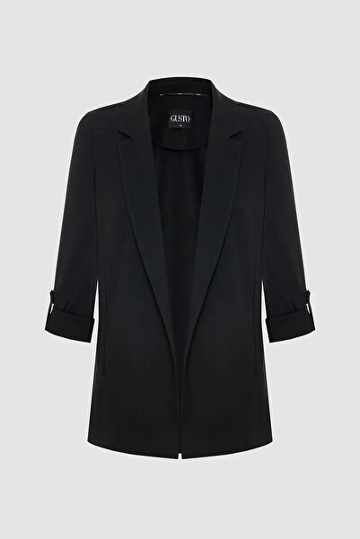 Gusto Relaxed Fit Glitter Striped Jacket - Black