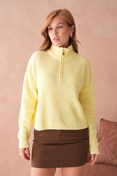 Ambessa Style Premium İplik Dik Fermuar Yaka Kazak