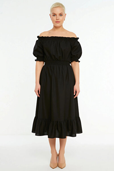 BENERLY فستان نسائي متوسط ​​الطول بأكمام بالون وياقة كارمن، عملي ومتين للرياضة