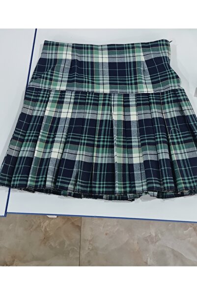 Ay dikim evi Ekose büyük beden pileli etek