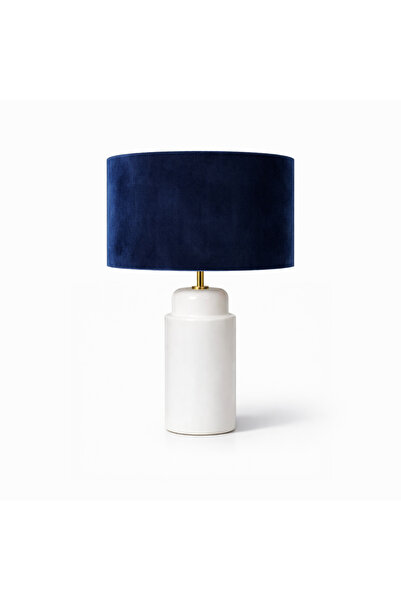 Mivera Maison DEKORATİF KADİFE KUMAŞ KAPLAMA ABAJUR BAŞLIĞI,SERAMİK GÖVDE ABAJUR