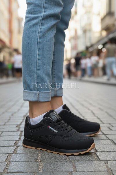 Dark Heel Women's Black Smoked Daily Lace-Up Casual Comfortable Sole Sneaker Comfortable Soft Walking Sports Shoes