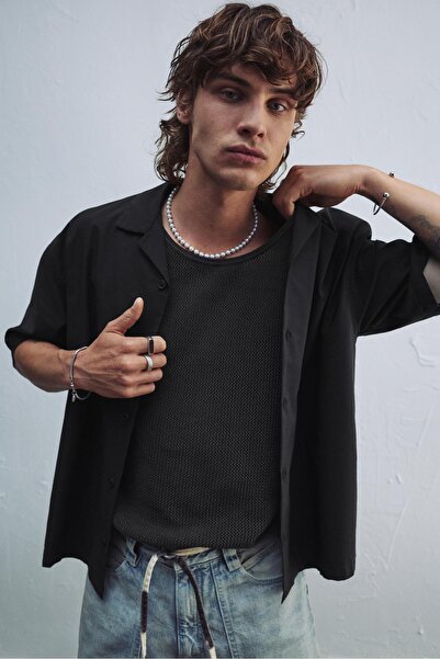 Pull & Bear Kısa kollu poplin gömlek