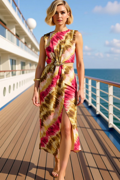 BENERLY Women's Crew Neck Sleeveless Shift Mold Maxi Woven Dress Functional D...