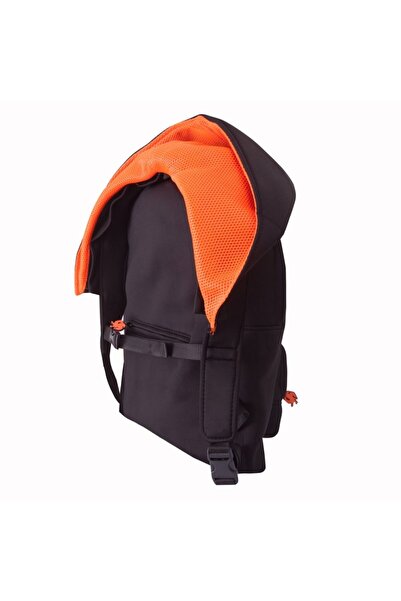 Morikukko Unisex-Adult Hooded Backpack Black Neon Orange