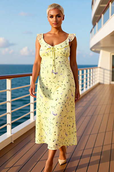 BENERLY Women's Plus Size V-Neck Sleeveless Chiffon Woven Midi Dress Floral P...