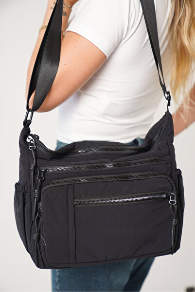 DELSOLERA حقيبة كروس نسائية متعددة الأقسام مقاومة للماء وقابلة للتجعد للاستخدام اليومي