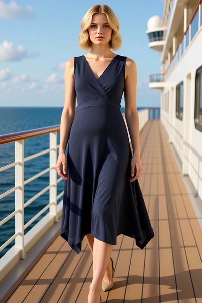 BENERLY Women's V-Neck Sleeveless Double-Breasted Closure Asymmetrical Hem Kn...