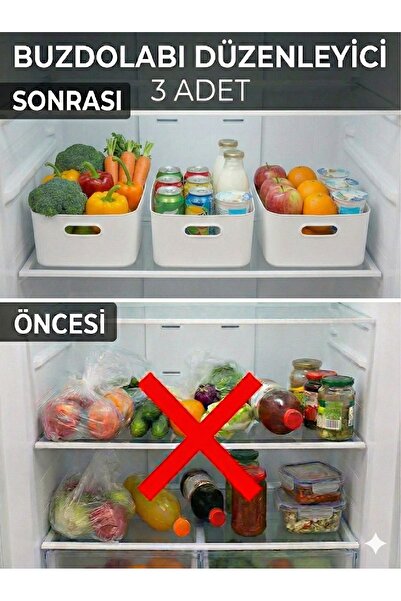 Lilya Home 3 Adet 4 Lt Dolap Içi, Buzdolabı Düzenleyici, Banyo, Mutfak Organi...