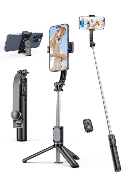 StickOn Selfie Stick with Removable Phone Holder Extendable Tripod – 106 cm Black