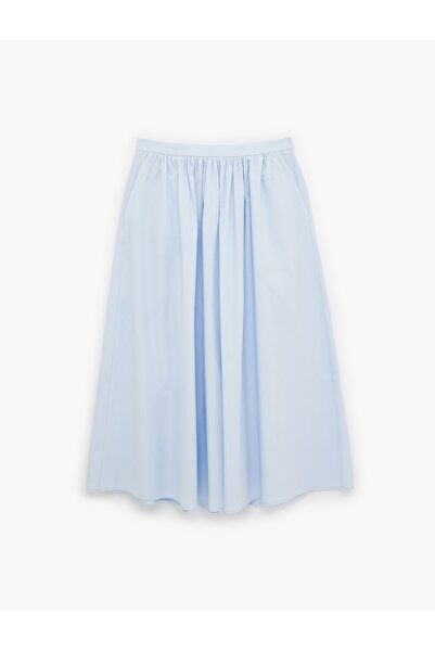Koton Cotton Bell Cut Poplin Midi Skirt