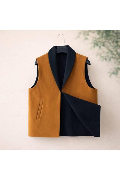LUXURY Men's elegant wool vest with a modern and luxurious collar design