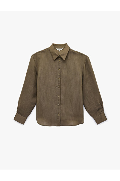 Koton Classic Collar Long Sleeve Viscose Oversized Shirt