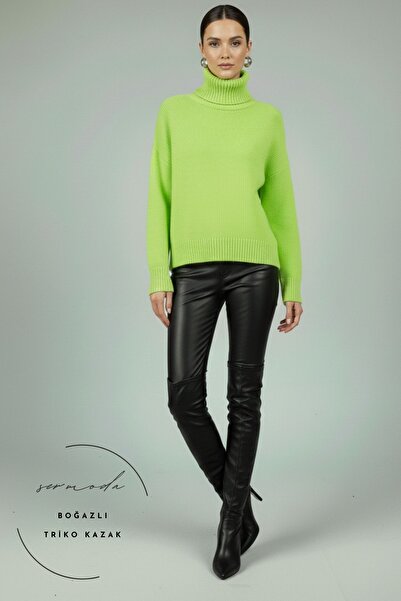lil amore Turtleneck sweater - women's knit turtleneck sweater 285 neon green