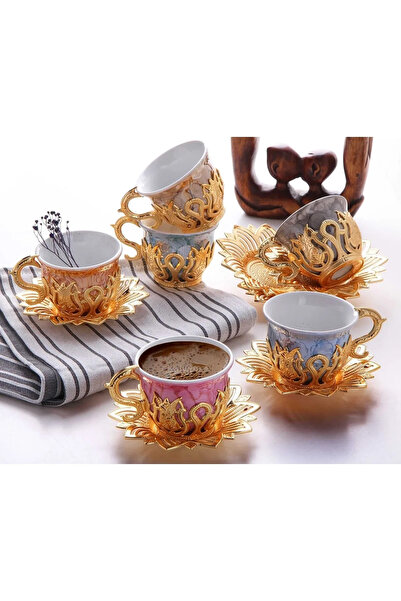 busem hediyelik Tiryaki Patterned Mix Coffee Set Royaleks-BSM088